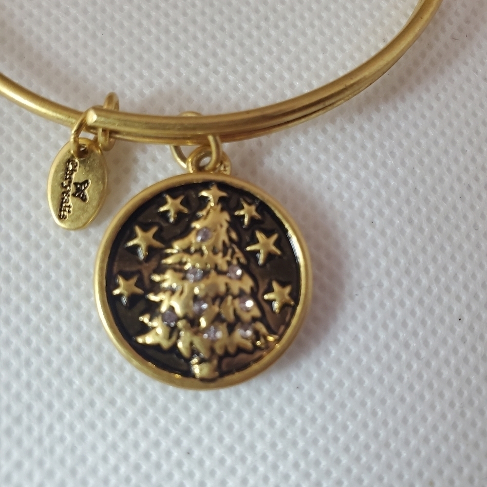 Chrysalis "Christmas Tree" Gold Plated Expandable Bangle Bracelet